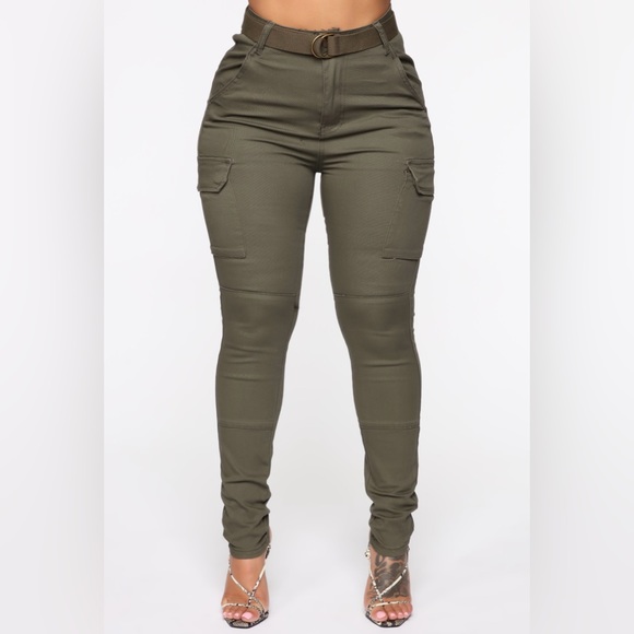 Fashion Nova Denim - Kadet Kelly Cargo Skinny Pants - Olive